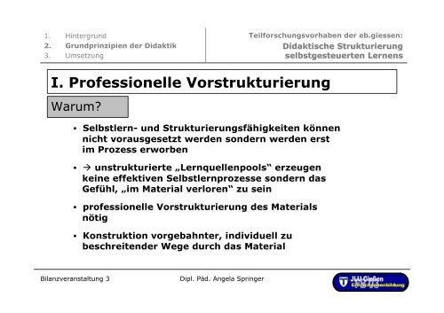 Didaktische Strukturierung selbstgesteuerten Lernens