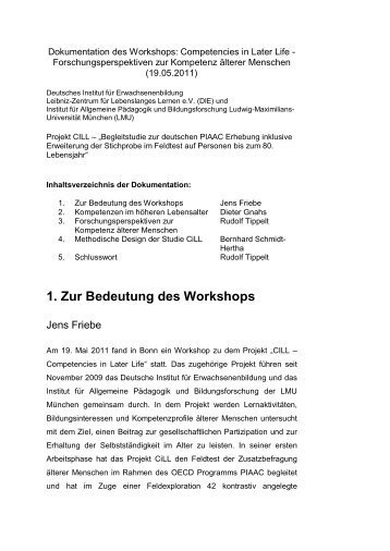 Workshop Competencies in Later Life - Deutsches Institut für ...