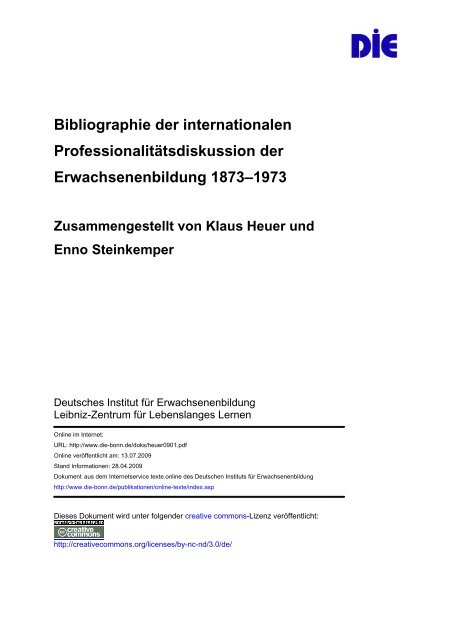 Bibliographie der internationalen Professionalitätsdiskussion der ...