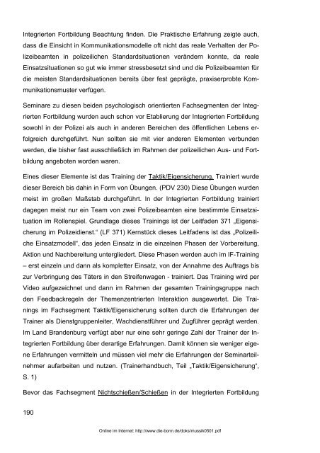 Möglichkeiten und Grenzen der Integrierten Fortbildung der Polizei ...