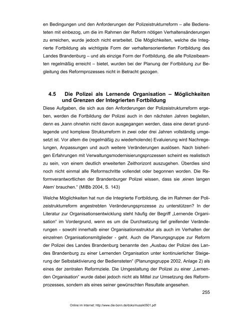 Möglichkeiten und Grenzen der Integrierten Fortbildung der Polizei ...