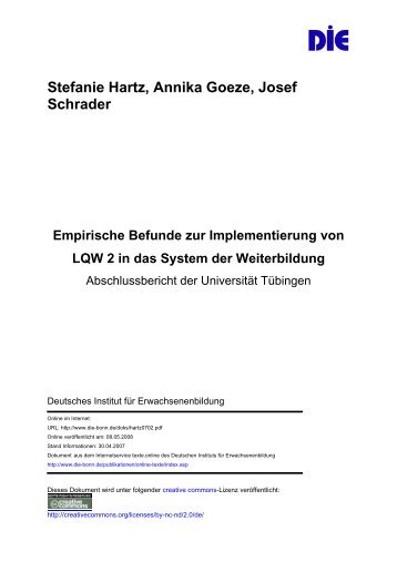 Empirische Befunde zur Implementierung von LQW 2 in das System ...