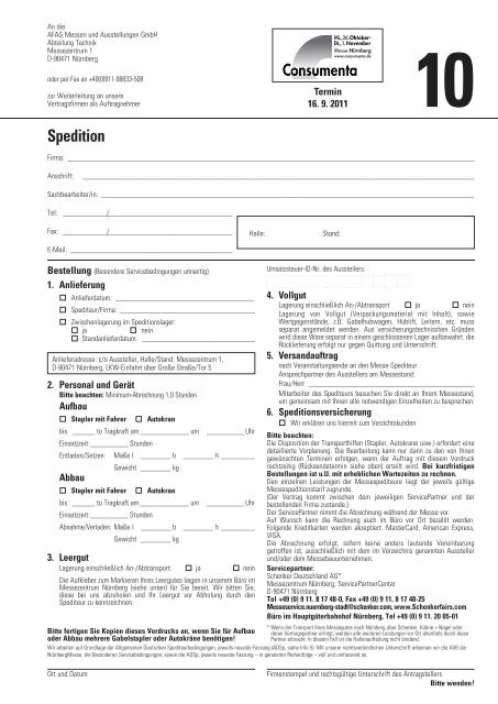 Spedition - Formular 10 - Consumenta