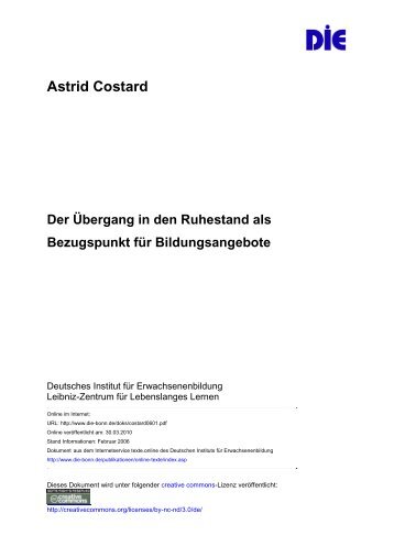Astrid Costard Der Übergang in den Ruhestand als Bezugspunkt für ...