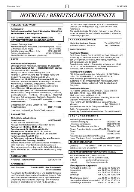 Mitteilungsblatt Ausgabe 42 - Verbandsgemeinde Nassau