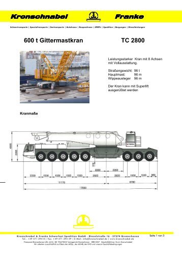 600 t Gittermastkran TC 2800 - Kronschnabel