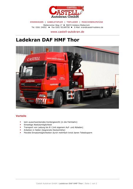 Ladekran DAF HMF Thor - Castell Autokran GmbH