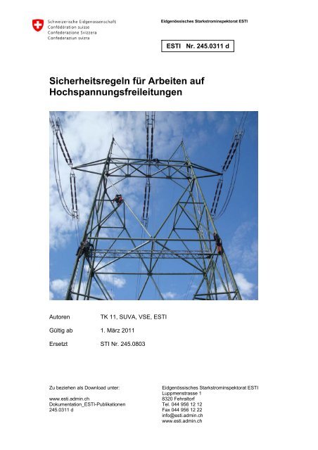 Sicherheitsregeln für Arbeiten auf ... - ESTI - admin.ch