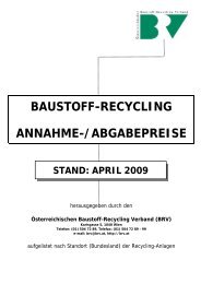BAUSTOFF-RECYCLING ANNAHME-/ABGABEPREISE - BRV