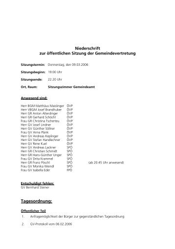 Tagesordnung: - Mattsee