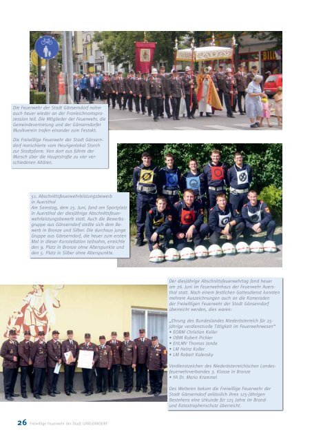 Jahresbericht 2011 der Freiwilligen Feuerwehr der Stadt Gänserndorf