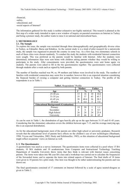 Age - TOJET the Turkish online journal of educational technology