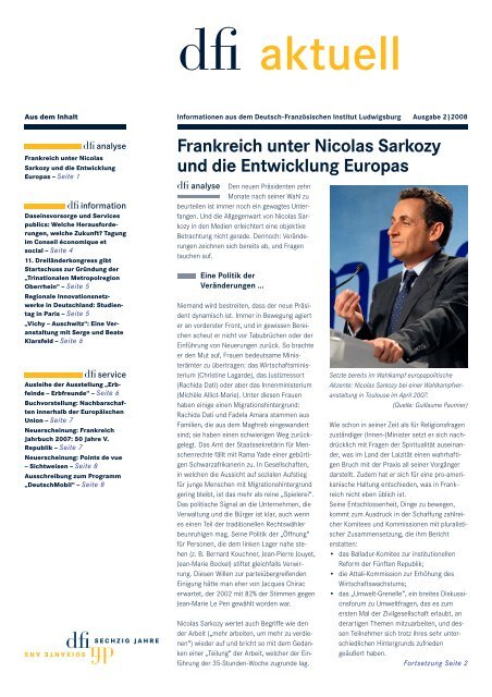 Frankreich unter Nicolas Sarkozy und die Entwicklung Europas - dfi