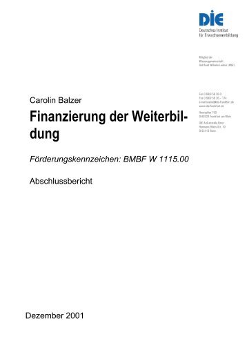 Finanzierung der Weiterbildung - Deutsches Institut für ...