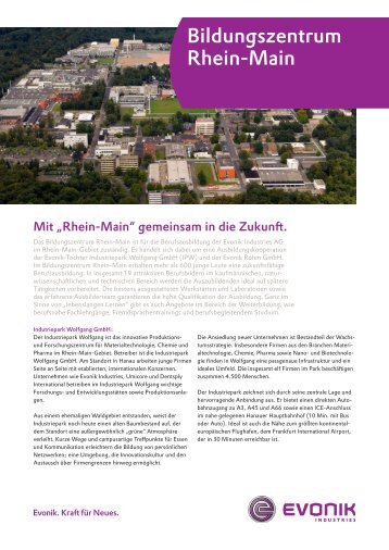 Flyer Bildungszentrum Rhein-Main - Evonik Industries