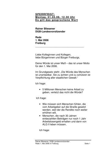 1.Mai-Rede von Rainer Bliesener - DGB Baden-Württemberg