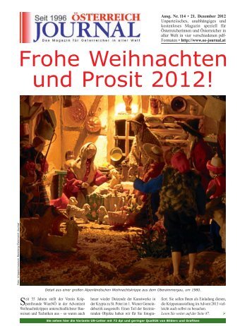 Frohe Weihnachten und Prosit 2012! - Österreich Journal