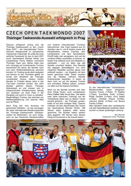 TUT-NEWS 2007 - der Taekwondo Union Thüringen eV