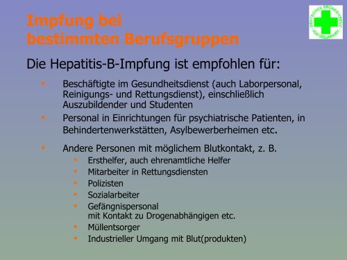 Impfung bei bestimmten Berufsgruppen - Deutsches Grünes Kreuz ...