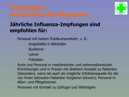 Impfung bei bestimmten Berufsgruppen - Deutsches Grünes Kreuz ...