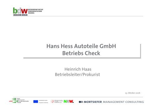 Vortrag von Herrn Heinrich Haas - bdw