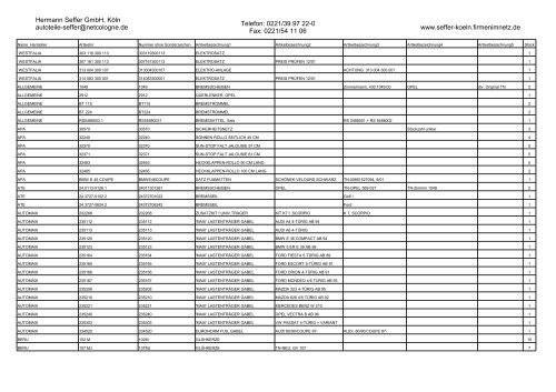 Hermann Seffer GmbH, Köln autoteile-seffer@netcologne.de ...
