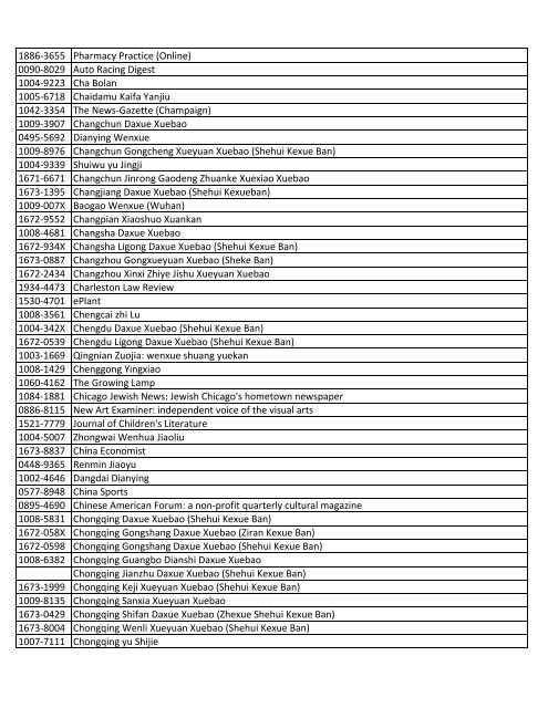 ISSN Title - ASU Libraries