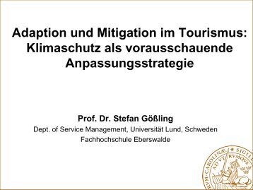 Adaption und Mitigation im Tourismus - Tourismus & Klimawandel