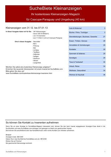 SucheBiete Kleinanzeigen-Magazin Caacupé Paraguay