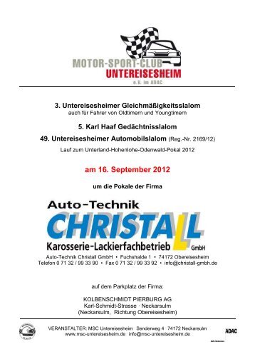 am 16. September 2012 - MSC Untereisesheim eV
