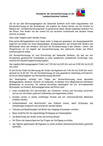 Konzeption der Kernzeitbetreuung an der - Gemeinde Dielheim