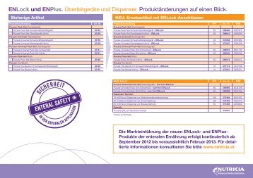 ENLock und ENPlus. Überleitgeräte und Dispenser - Nutricia