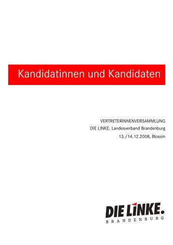 Kandidatenheft - Die Linke. Brandenburg