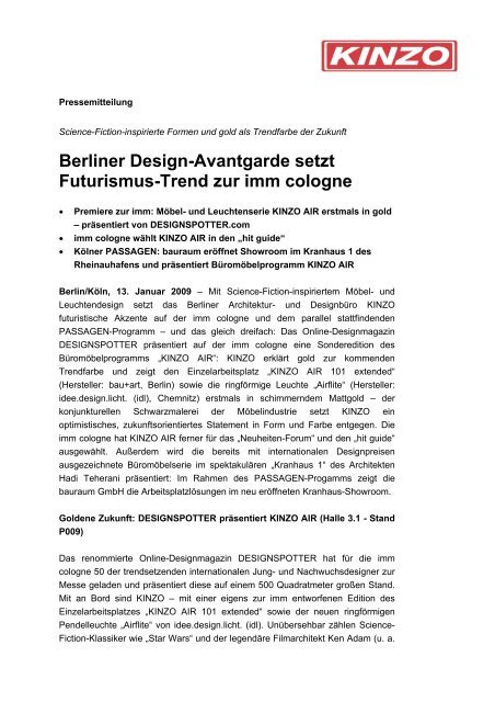 Berliner Design-Avantgarde setzt Futurismus-Trend zur imm cologne