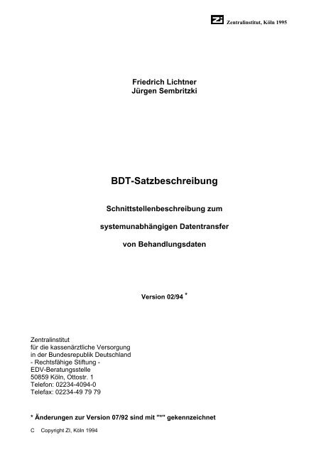 BDT-Satzbeschreibung