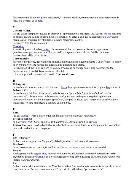 Glossario informatico (as used in sms, chats, etc)