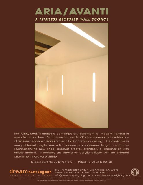 Aria Avanti Dreamscape Lighting Aria Avanti Dreamscape Lighting