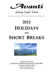 HOLIDAYS SHORT BREAKS - Avanti Coach Holidays