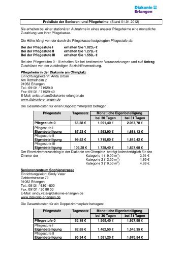 Preisliste - Diakonie Erlangen