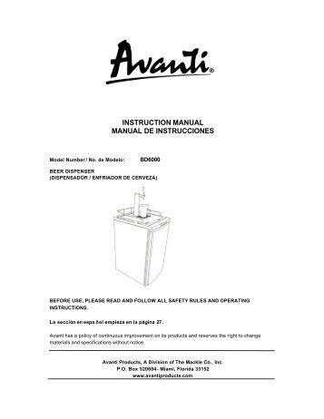 instruction manual manual de instrucciones - Avanti Products