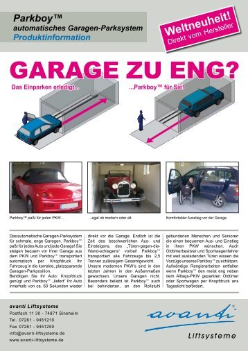 Parkboy™ automatisches Garagen-Parksystem ... - avanti liftsysteme