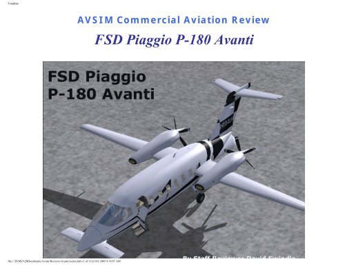 Fsd Piaggio P 180 Avanti Avsim Online