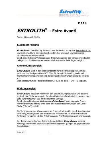 P 119 — ESTROLITH ® - Estro Avanti