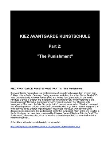 KIEZ AVANTGARDE KUNSTSCHULE, PART II ... - Kristofer Paetau