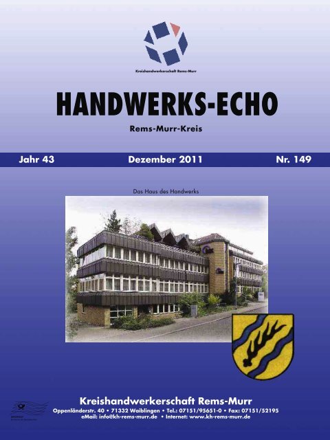 Handwerks Echo Nr 149 Kreishandwerkerschaft Rems Murr