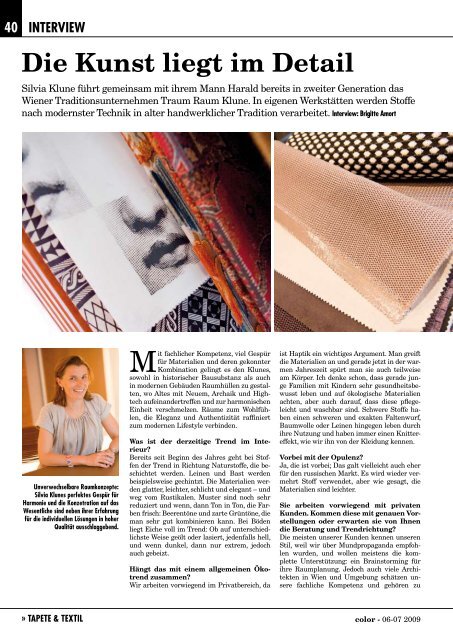 Das österreichische Fachmagazin für den Innenraum. Material - Color