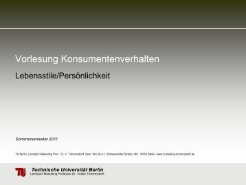 Vorlesung Konsumentenverhalten - TU Berlin