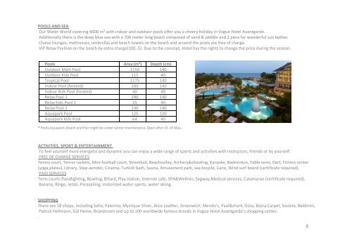 vogue hotel avantgarde 2012 summer fact sheet