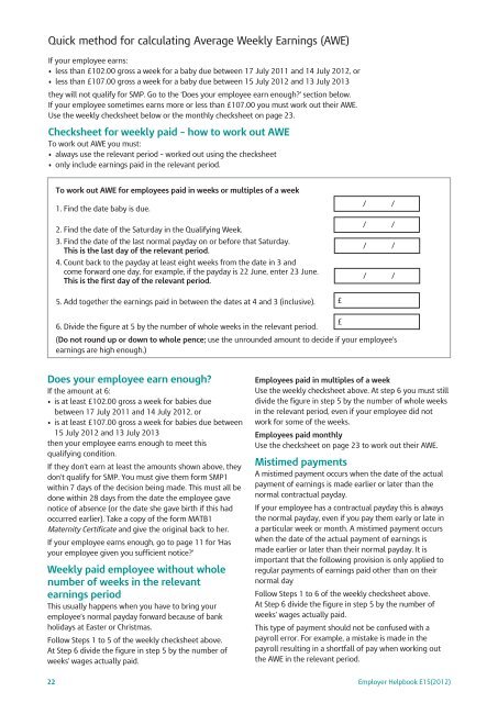 Employer Helpbook for Statutory Maternity Pay - HM Revenue ...