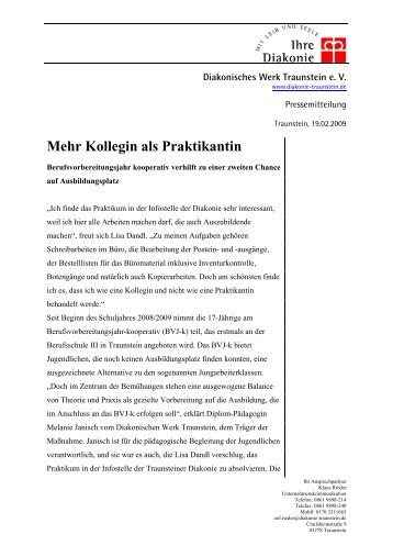 Kollegin als Praktikantin - Diakonisches Werk Traunstein